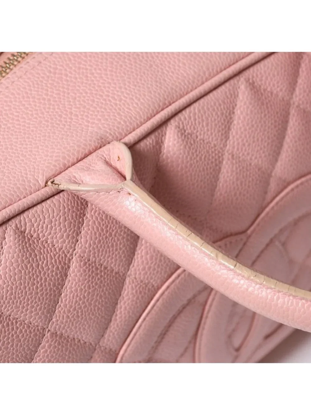 Chanel Jumbo CC Logo Quilted Bowling Bag Caviar Leather Pink Gold